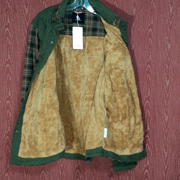 DAVID OUTERWEAR Plaid Hunter Green Lined Flannel Rustic Shirt Jacket Men's Lg - Picture 5 of 15